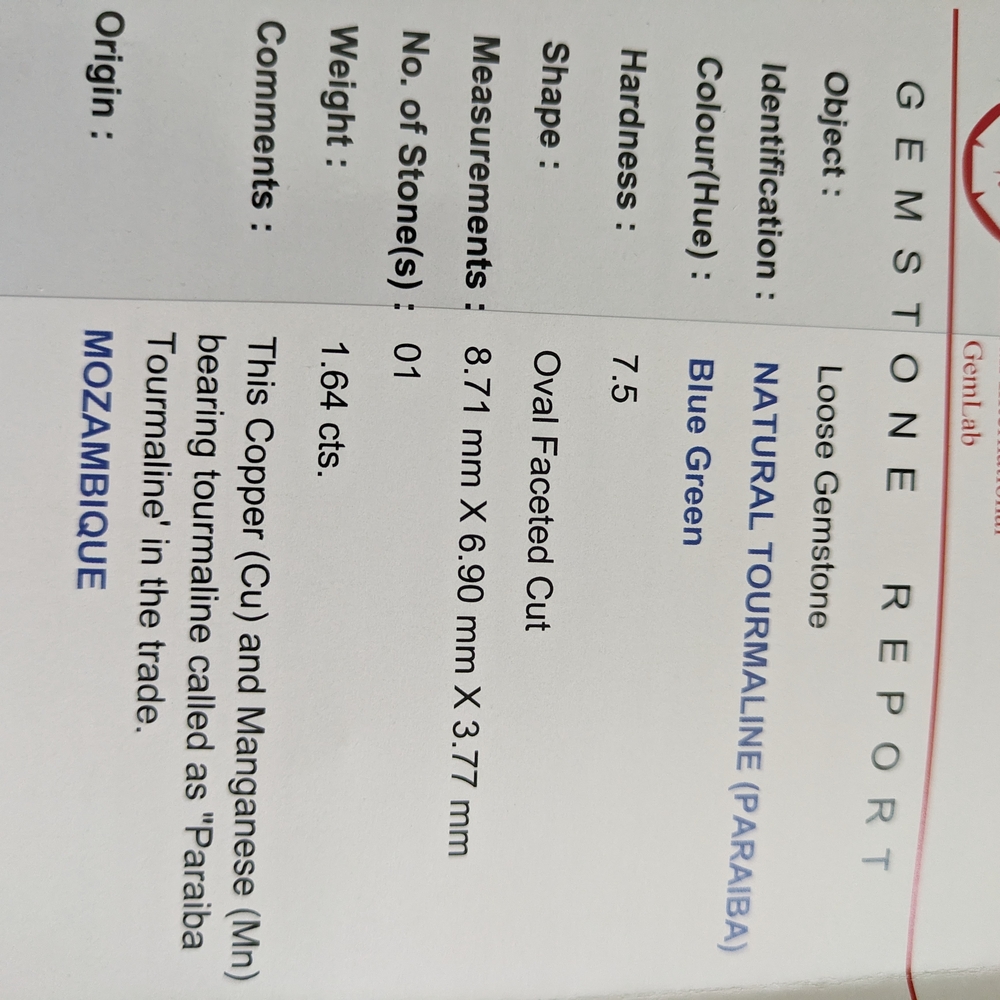 🌴🌊Summer Sale!🌊🌴Certified Seafoam Paraiba Tourmaline - Picture 8 of 10